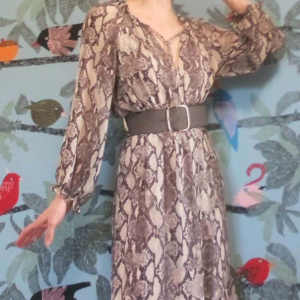 Snake/Python Print Midi-Dress With Belt - image 3